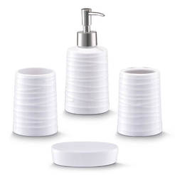 Комплект аксесоари за баня 4 части керамика бяло