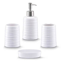 Set of bathroom accessories 4 pieces ceramic white