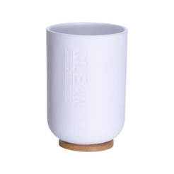 Чаша за баня с бамбукова основа бяла