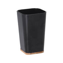 Bath glass with bamboo base, black