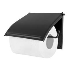 Държач за тоалетна хартия с капак черен мат AWD02091780