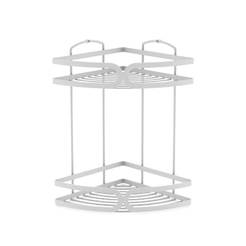 Corner bathroom shelf 20.5x20.5cm 2 shelves white