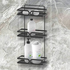 Bathroom shelf 3 shelves 12.5x25cm color black B18BL