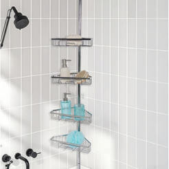 Угловая полка для ванной комнаты, 4 уровня, телескопическая, 30x237-288x22, хромированная
