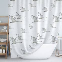 Bathroom curtain 180 x 200 cm polyester Jackline Swans white B6771, with rings