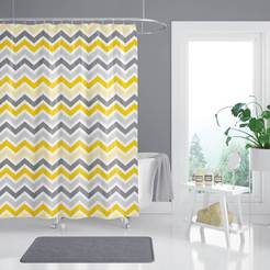 Bathroom curtain 180 x 200 cm Tropik 4597 Corner play, with rings