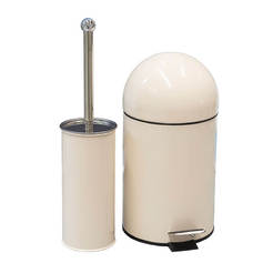 Комплект за баня - Кош за отпадъци 3л + четка за тоалетна, беж