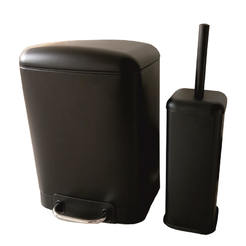 Bathroom set - WC bin and brush, black matt