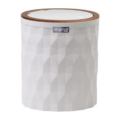 Кош за тоалетна Diamond 5л PVC бяло с дърво