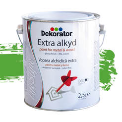 Extra alkyd paint for metal and wood Yellow-green RAL6018, 2.5 l