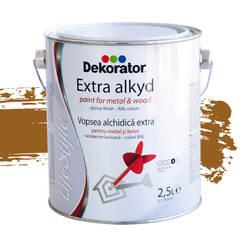 Extra alkyd paint for metal and wood Brown ocher RAL8001, 2.5l