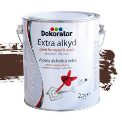 Extra alkyd paint for metal and wood Mahogany RAL8016, 2.5 l
