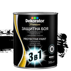 Alkyd paint for metal 3in1 black matte 500ml Dekorator