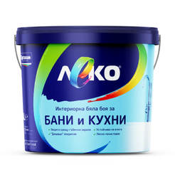Краска для влажных помещений, ванных комнат и кухонь белая 3л Леко