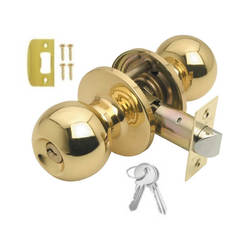 Secret handle with door button, polished brass Ball
