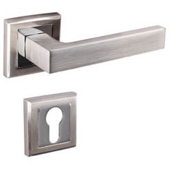 Потайная дверная ручка с квадратной розеткой, сатиновый хром, Ellis