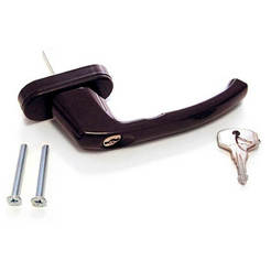 Window handle PVC L-shaped brown with key 81660 HOME MAISTER