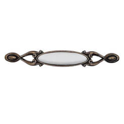 Möbelgriff Modell Zumrut 128mm antikgold/weiß LOTOS
