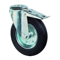 Колесо поворотное с тормозом для промышленных тележек Ф80мм №L121.B55.080