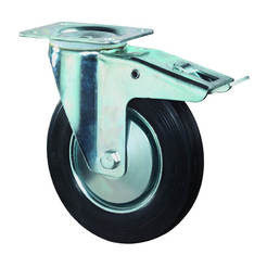 Колесо поворотное с тормозом для промышленных тележек Ф80мм №L420.B55.081