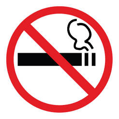 Знак със самозалепващ гръб "Пушенето забранено" 114 х 114мм