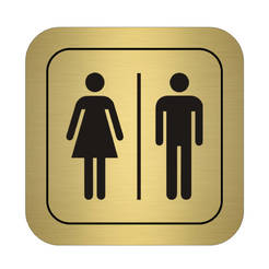 Пиктограма - WC момиче / момче златна 95 x 95 x 1.5мм