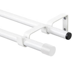 Metal curtain rod double white matt 1.60m tip cylinder Base