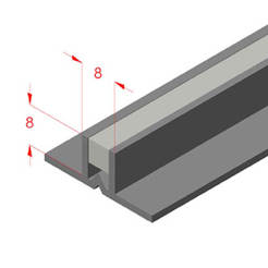 Expansion strip 8x8 mm for gray transparent glue 2.5 m