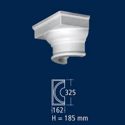 Capital for decorative column GH, semicircle 185 mm x Ф325 mm, polypropylene