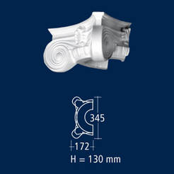 Capital D1H for decorative column semicircle 130mm x Ф345mm, polypropylene