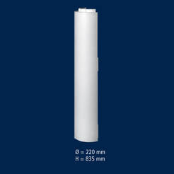 Decorative column semicircle, smooth 835mm x Ф220mm polypropylene