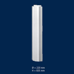 Decorative embossed semicircle column 835mm x Ф220mm, polypropylene