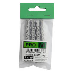 Дюбел пластмасов Ø8х80мм 4бр/блистер 900801 PRO M