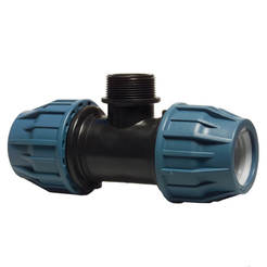 Tee with external thread for plumbing systems 90° x Ф25mm x 3/4" x 25mm, polyethylene
