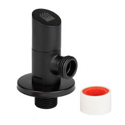 Angle faucet 1/2" x 1/2" black, with rosette and Teflon