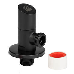Angle faucet 1/2" x 3/8" black, with rosette and Teflon
