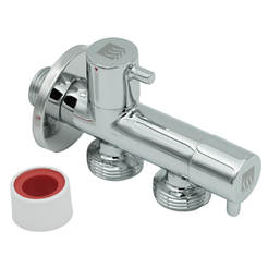 Faucet double 1/2" x 1/2" x 3/4" Hydro11 with rosette and Teflon
