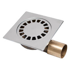 Horn siphon for bathroom square 12 x 12 cm, brass and stainless steel