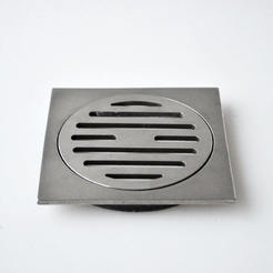 Bathroom siphon grate 9 x 9 cm square stainless steel
