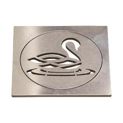 Stainless steel floor siphon grille 100 x 100 mm square, swan