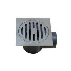 Horn siphon for bathroom Ф50mm with valve and stainless steel grille 10 x 10 cm