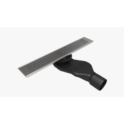 Linearer Badezimmer-Siphon 60cm Edelstahlgitter, seitlicher Abgang ф50mm AKVO