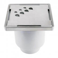 Gerader Badezimmer-Siphon Ø50mm mit Ventil und Edelstahlgitter 10x10cm Drop AGRIA