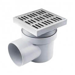 Hornsiphon für Badezimmer Ø110mm mit Ventil und Inox-Gitter 15x15cm H18 AGRIA