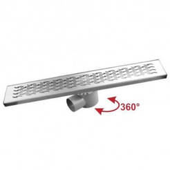 Linearer Badezimmersiphon 66,3 cm Chrom 95 mm Versace PVC-Basis mit Ventil AGRIA