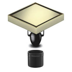 Комбинированный сифон для ванной прямой/рожковый DUO WC02G50-Z Ф50мм, 100х100мм золото