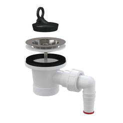 Upper part for sink siphon with connector for washing machine or dishwasher 6/4", grille Ф70mm A33P