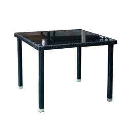 Garden table artificial rattan, black 90 x 90 x 72 cm