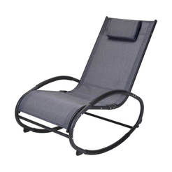Люлеещ стол с възглавница - метал и текстилен, сив
