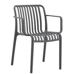 Стул с подлокотниками, полипропилен, серый, 58x56x79 см.